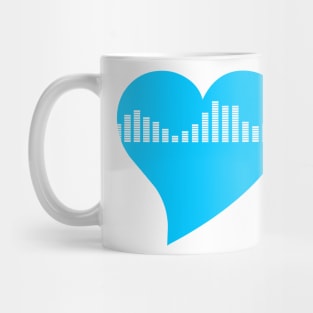 Blue Graphic Equalizer Heart Mug